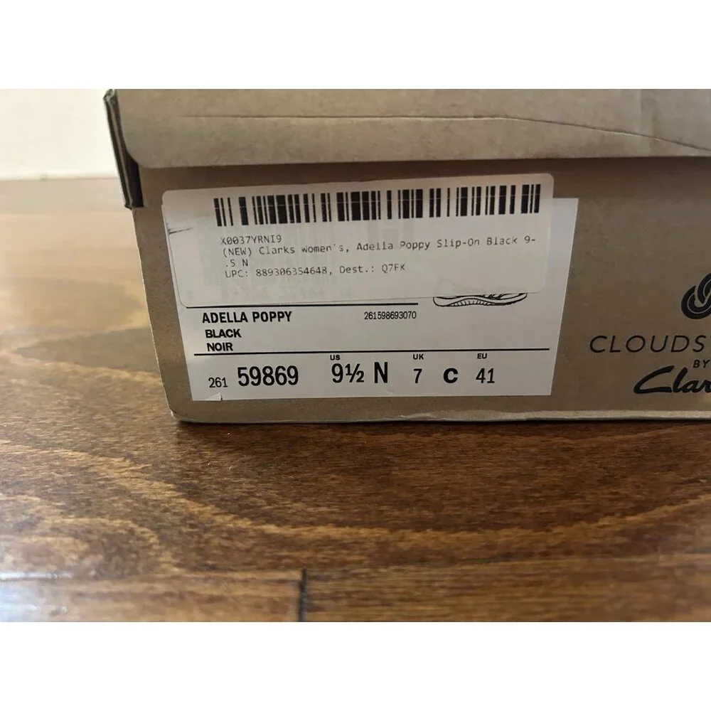 Clark’s‎ Cloudsteppers Adella Poppy Shoes NEW Size 9.5 N Black Flats Comfort